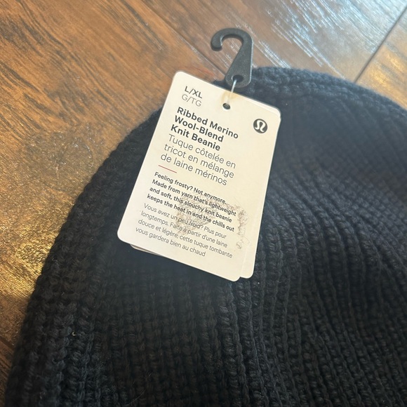 NWT LULULEMON Ribbed Merino Wool Blend Knit Beanie Black L/XL Mens - Picture 4 of 4